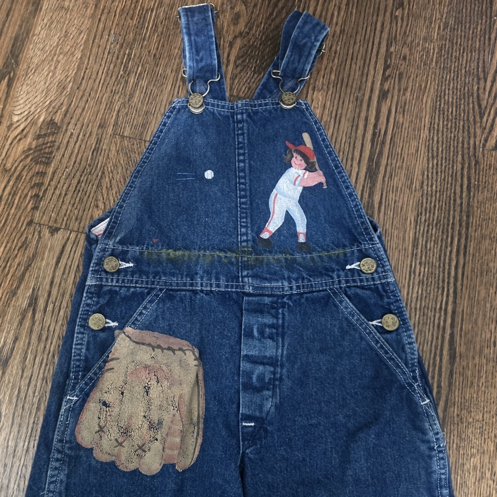 HANDMADE LITTLE GIRL BASEBALL OVERALLS